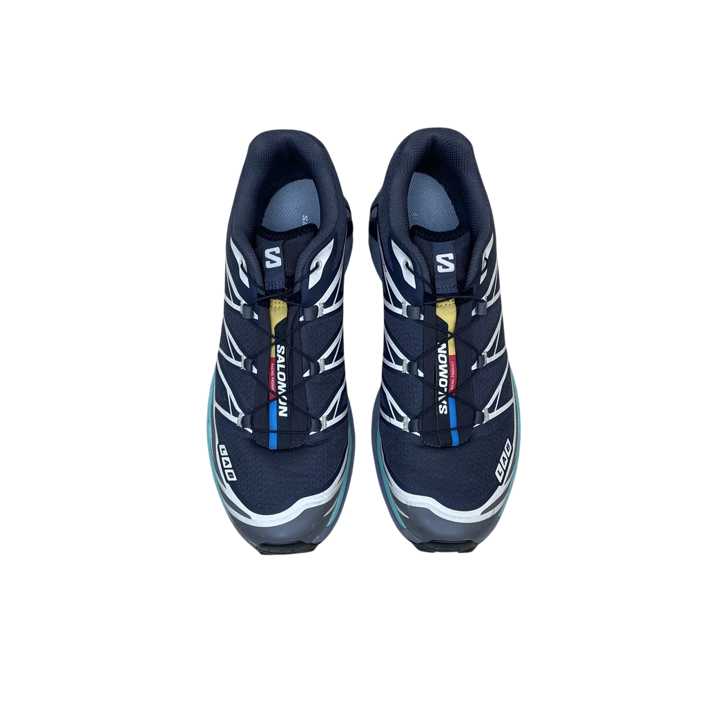 Zenno Archive Salomon XT-6 sneakers in Nine Iron and Waterfall grey and blue with quicklace system