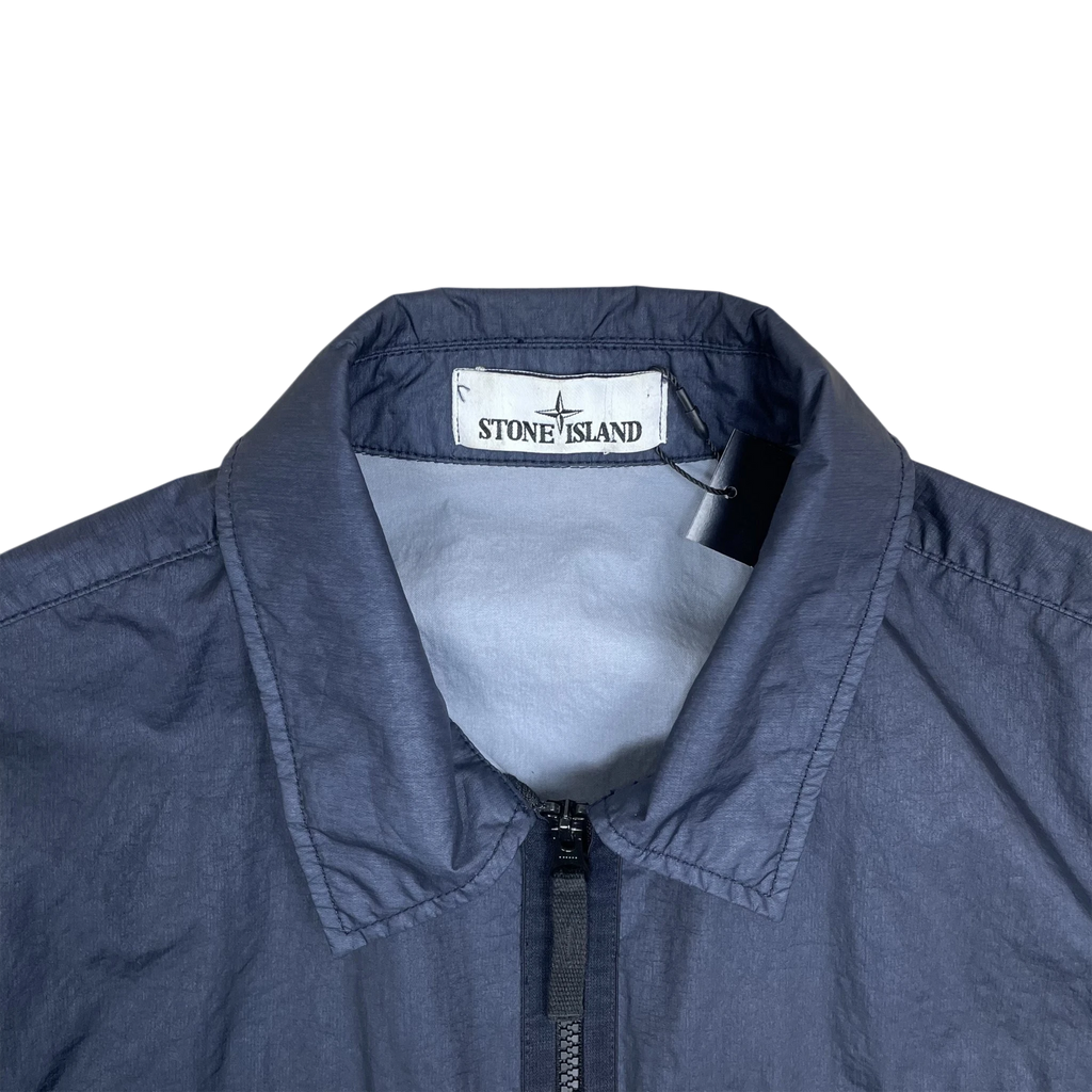Zenno Archive Stone Island Membrana 3L TC navy zip overshirt collar detail with brand label