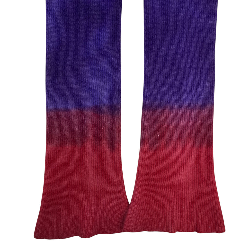 Zenno Archive The Elder Statesman ribbed cashmere pants featuring a purple to red ombré gradient design.