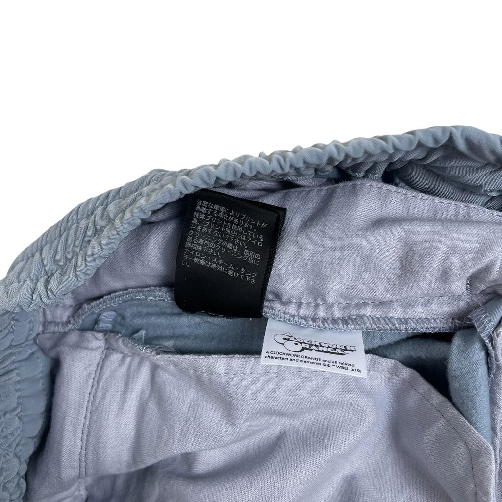 Zenno Archive Undercover A Clockwork Orange track pants interior label and elastic waistband in baby blue