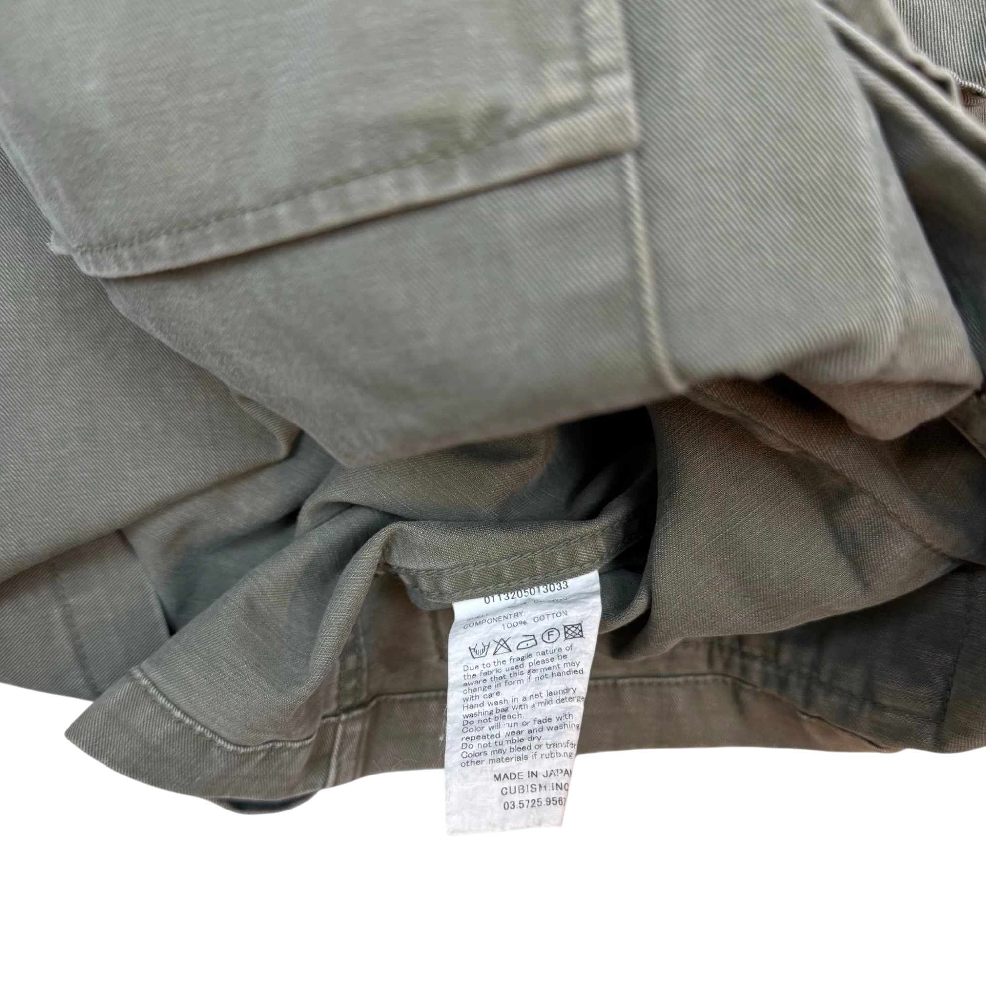 Zenno Archive Visvim SS15 Kilgore military jacket green cotton care label and interior detail