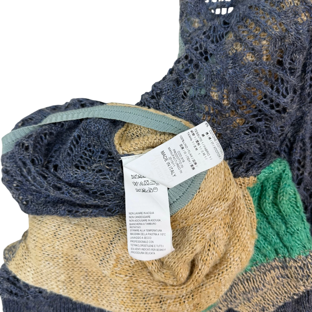 Zenno Archive Vivienne Westwood Gold Label sweater care label showing silk and linen yarn composition