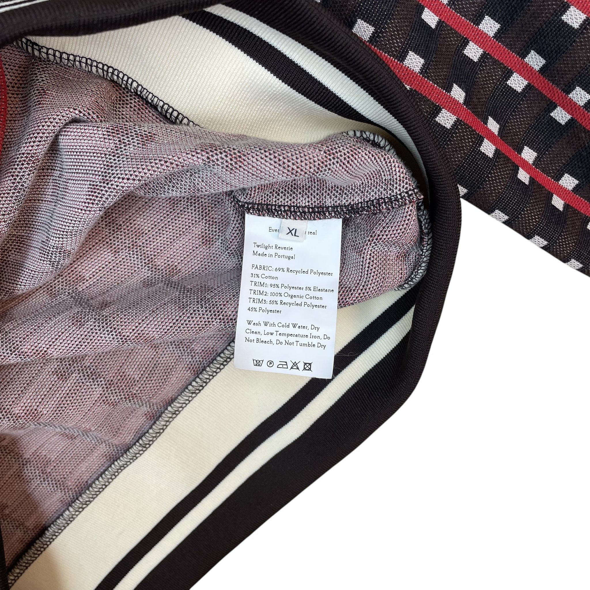 Zenno Archive Wales Bonner Power track jacket interior label showing fabric composition and care instructions