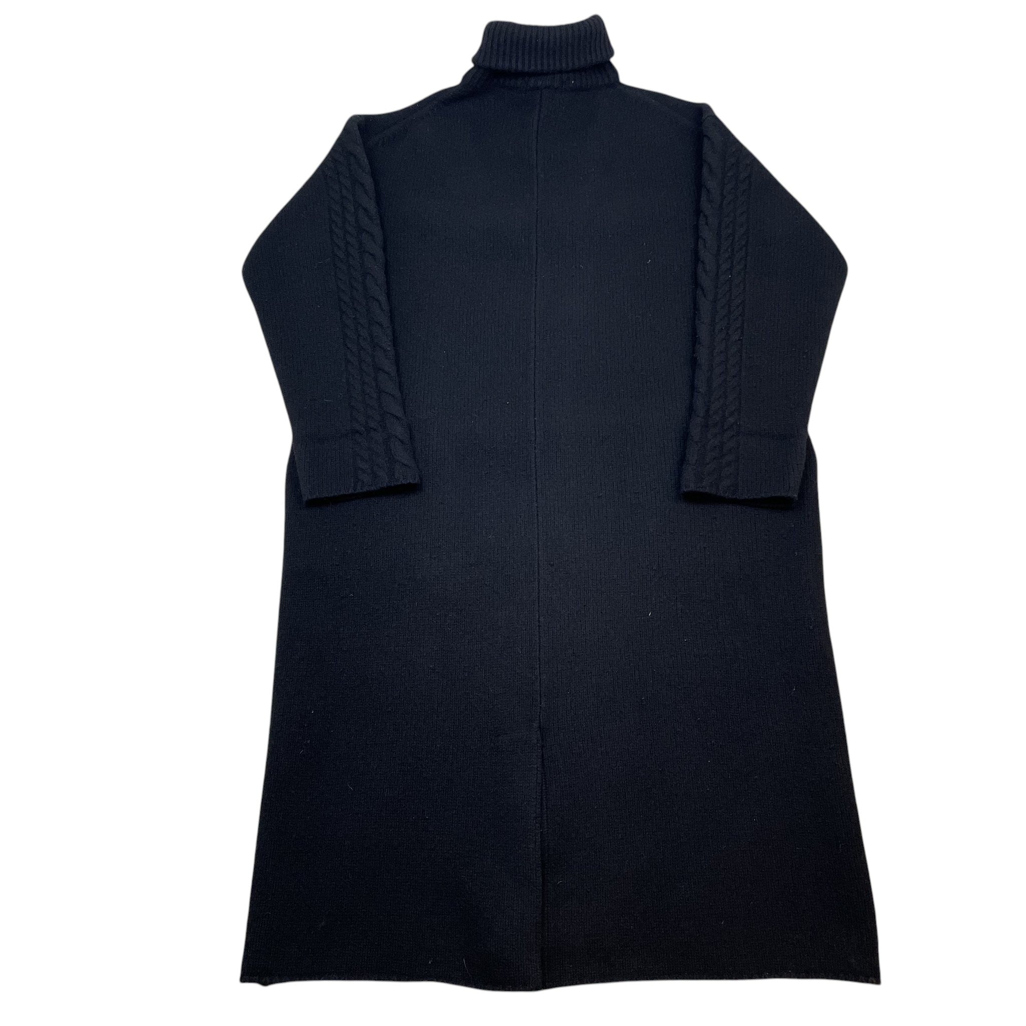 Zenno Archive Yohji Yamamoto Pour Homme black wool turtleneck coat with cable knit sleeve detailing