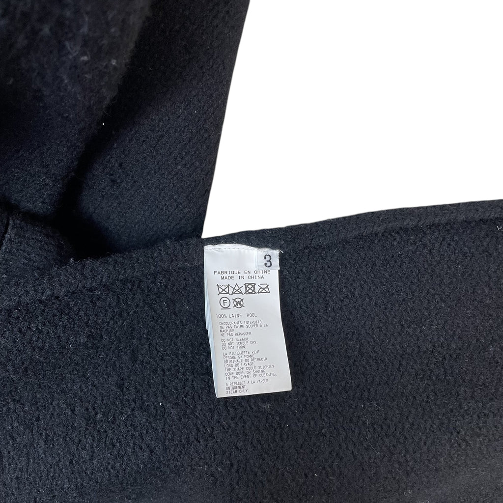 Zenno Archive Yohji Yamamoto Pour Homme black wool coat care label showing size 3 and fabric composition
